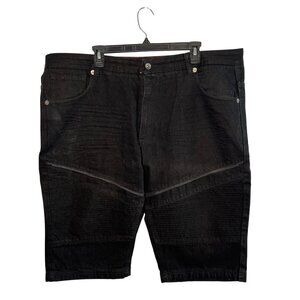 Decibel Men's Black Denim Cargo Shorts Size 42 Stitch Detailing & Pockets